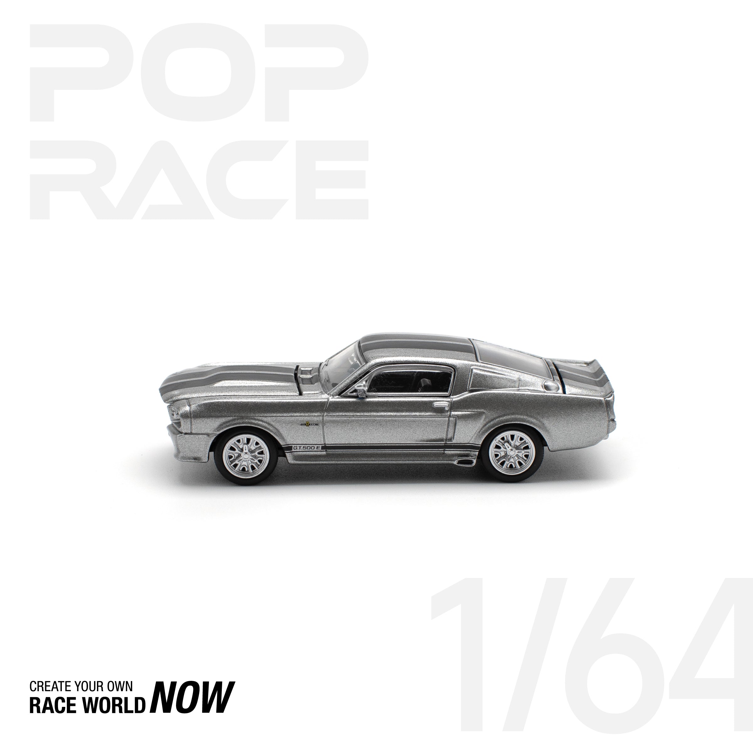 POPRACE 1:64 1967 SHELBY MUSTANG GT500 GREY/BLACK