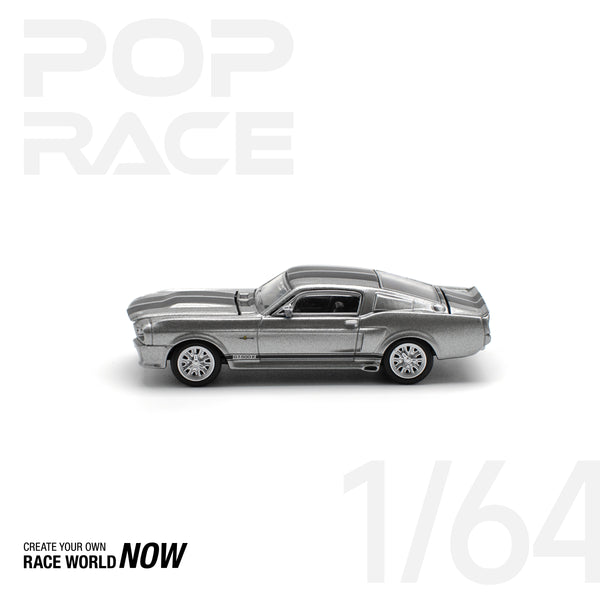 POPRACE 1:64 1967 SHELBY MUSTANG GT500 GREY/BLACK – 1ISTO64