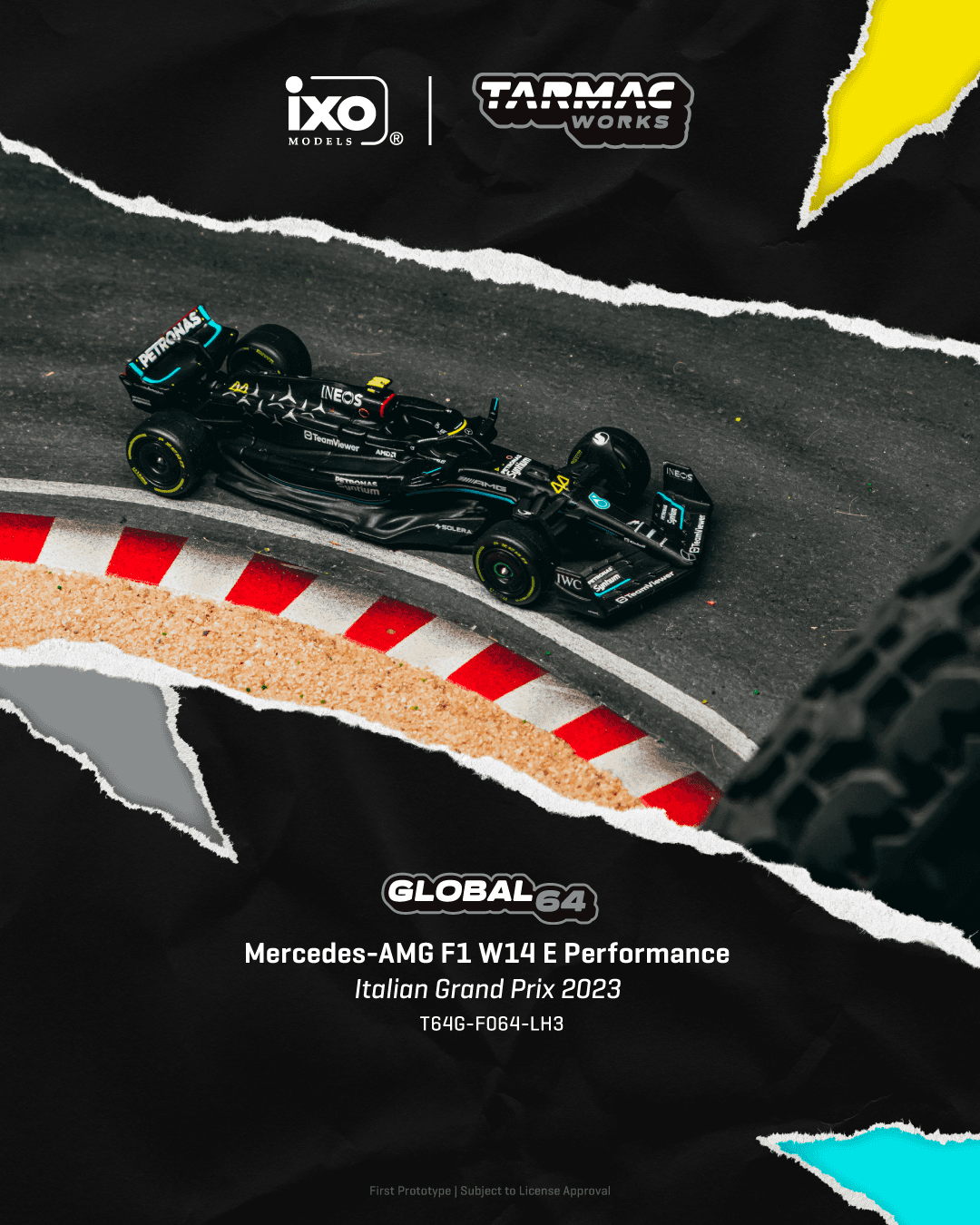 Tarmac Works 1:64 Mercedes-AMG F1 W14 E Performance Italian Grand Prix 2023 #44 Lewis Hamilton – 1:64 diecast car – photo 1