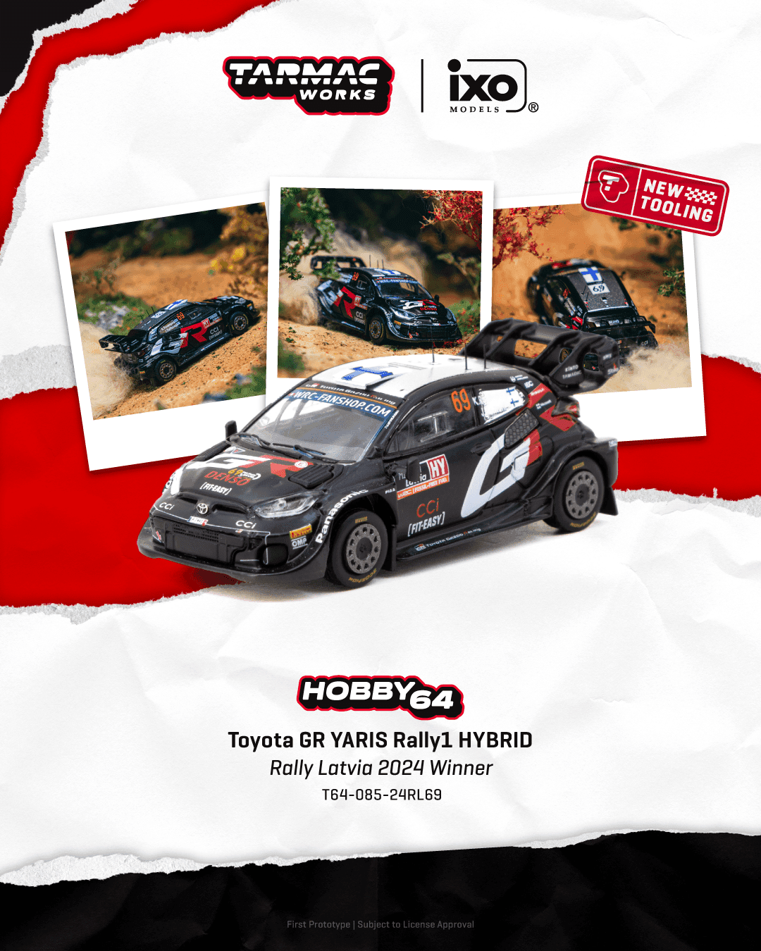 Tarmac Works 1:64 Toyota GR YARIS Rally1 HYBRID Rally Latvia 2024 Winner – 1:64 diecast car – photo 1