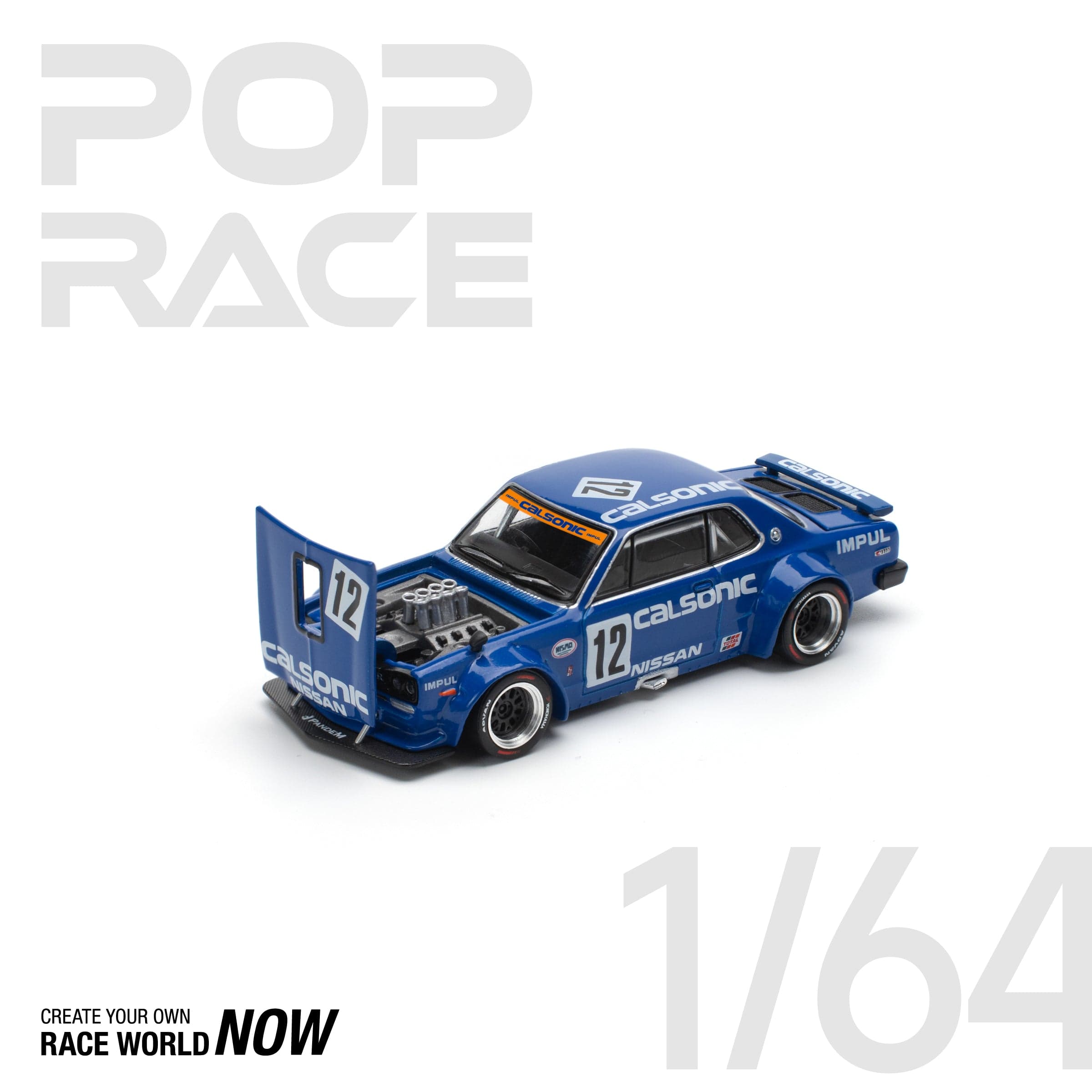 POPRACE 1:64 SKYLINE GT-R V8 DRIFT (HAKOSUKA) - CALSONIC – 1:64 POP Race diecast car – photo 1