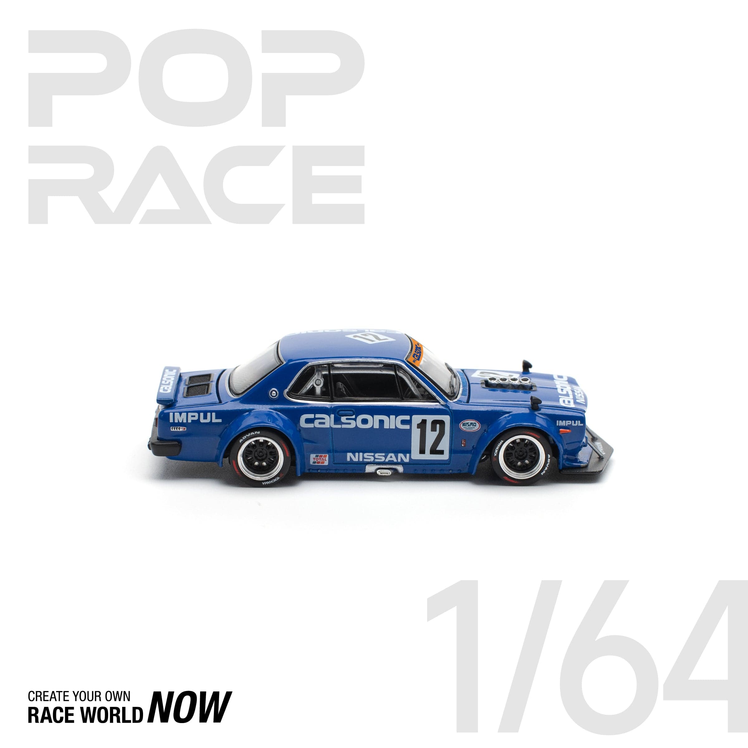 POPRACE 1:64 SKYLINE GT-R V8 DRIFT (HAKOSUKA) - CALSONIC – 1:64 POP Race diecast car – photo 9
