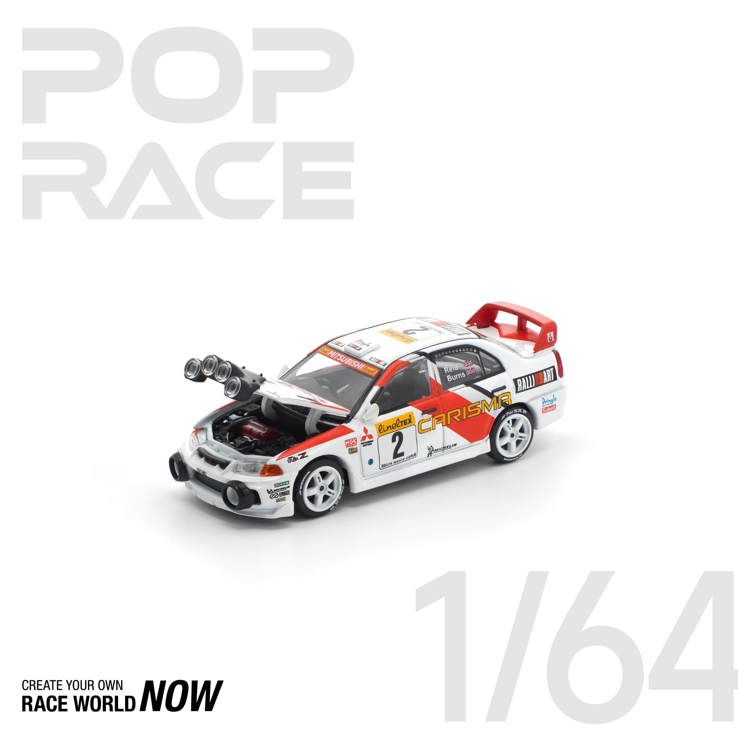 POPRACE 1:64 Mitsubishi Lancer Evolution IV - 1998 Monte Carlo Rally – 1:64 POP Race diecast car – photo 3