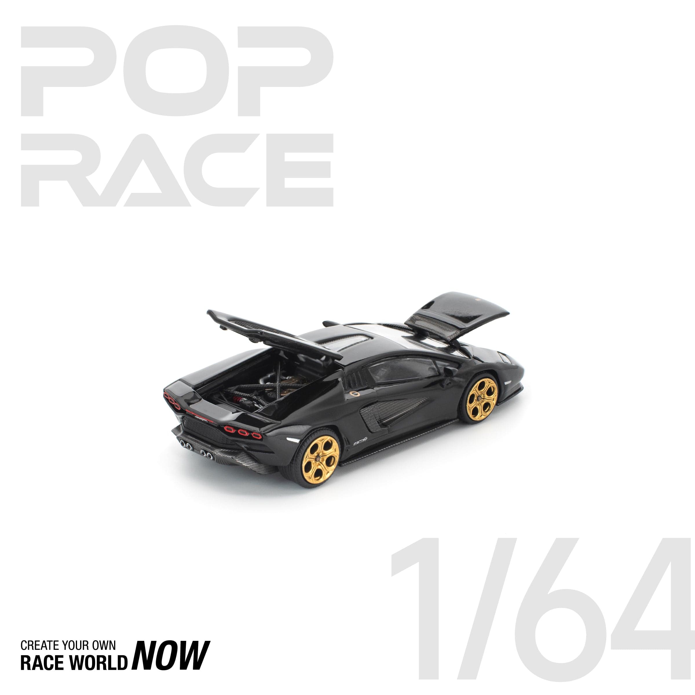 POPRACE 1:64 LAMBORGHINI COUNTACH LPI 800-4 DEEP BLACK – 1:64 POP Race diecast car – photo 2