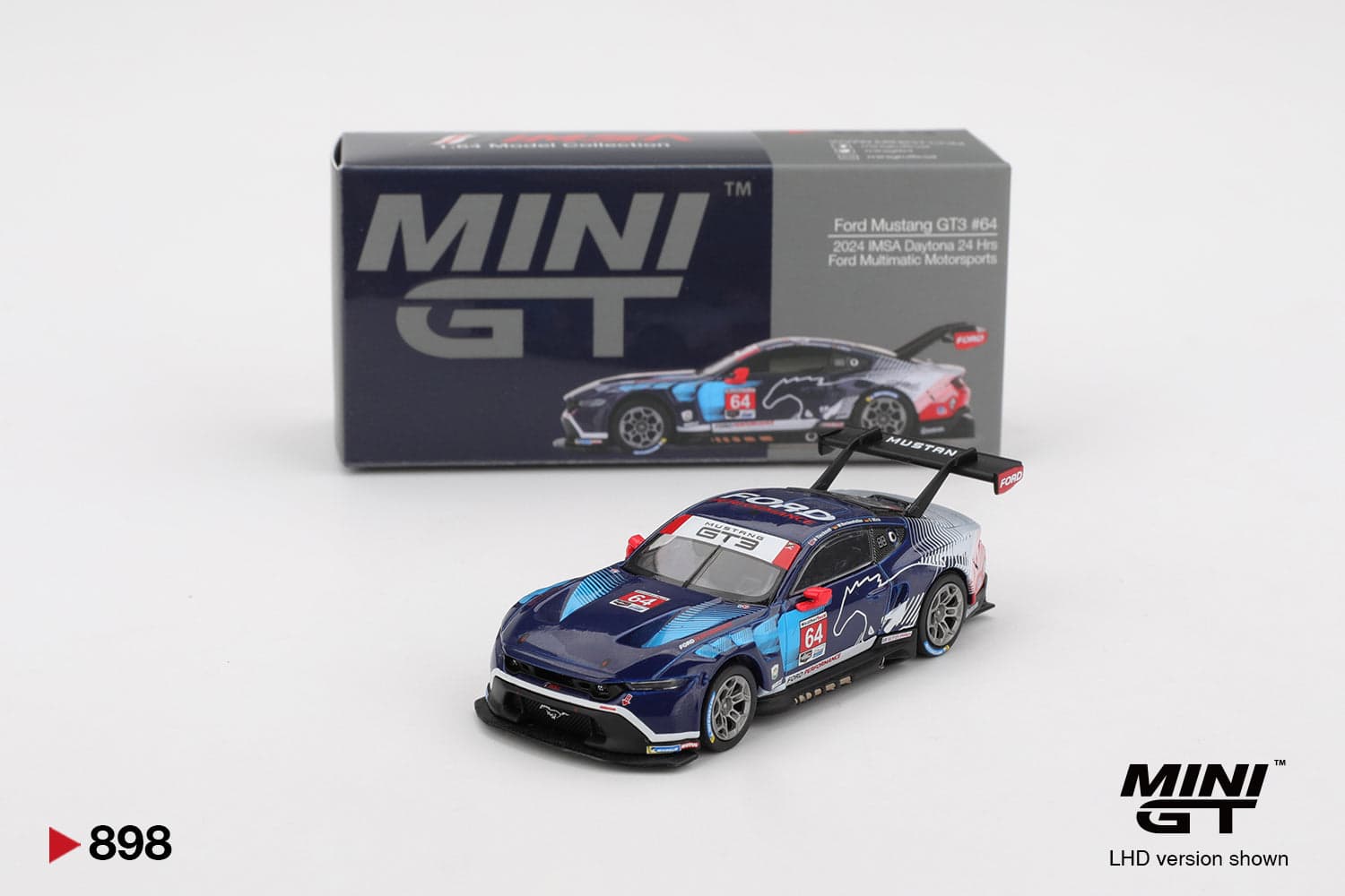 Ford Mustang GT3 #64 Ford Multimatic Motorsports 2024 IMSA Daytona 24 Hrs – 1:64 Mini GT diecast car