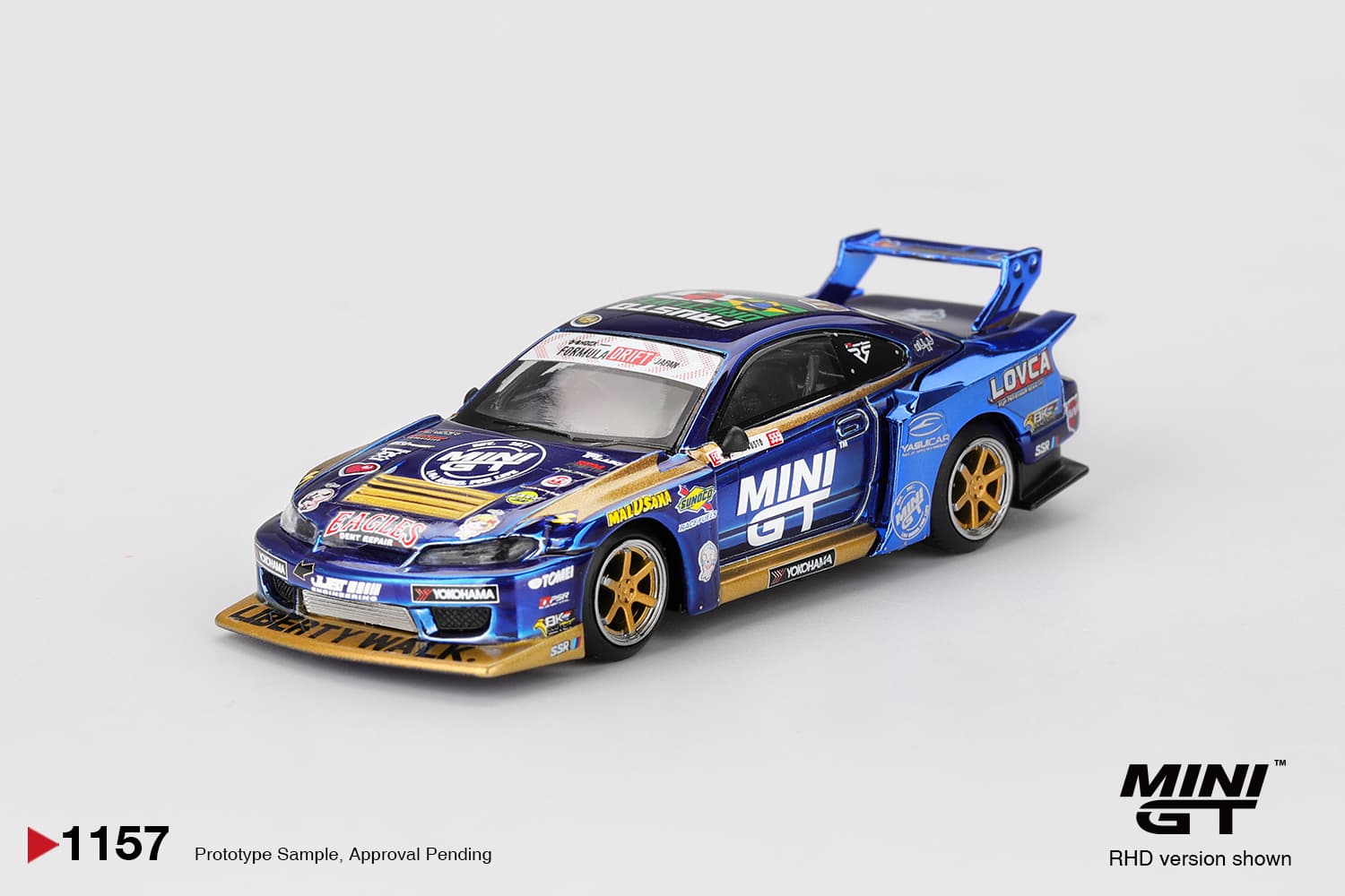 Nissan Silvia (S15) LB-Super Silhouette #555 Team MINI GT Liberty Walk 2025 Formula Drift – 1:64 diecast car