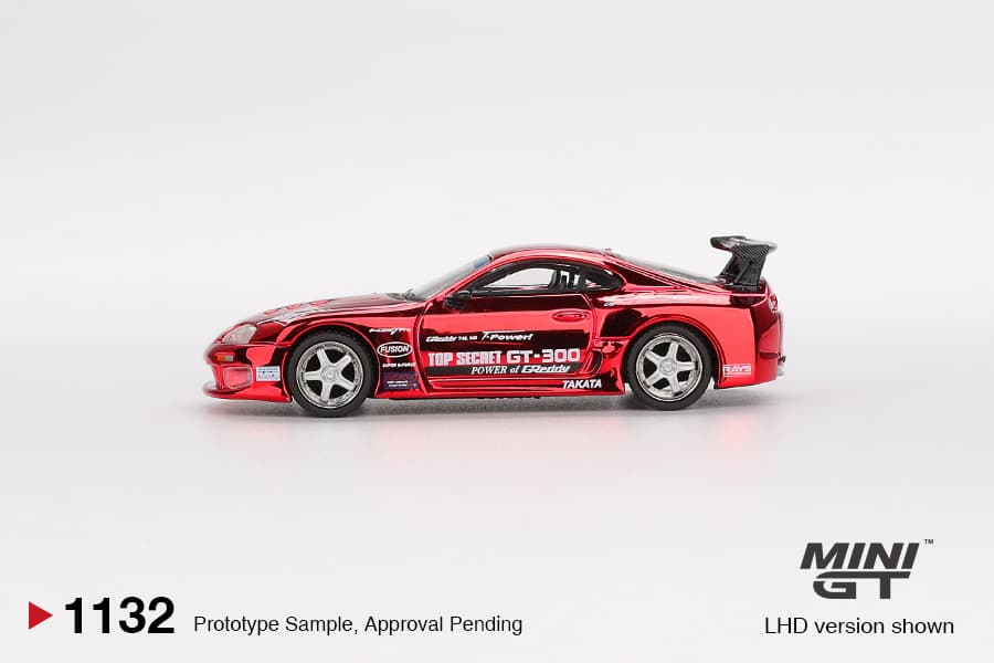 Toyota Supra (A80) Top Secret GT-300 Top Secret Red Chrome – 1:64 Mini GT diecast car