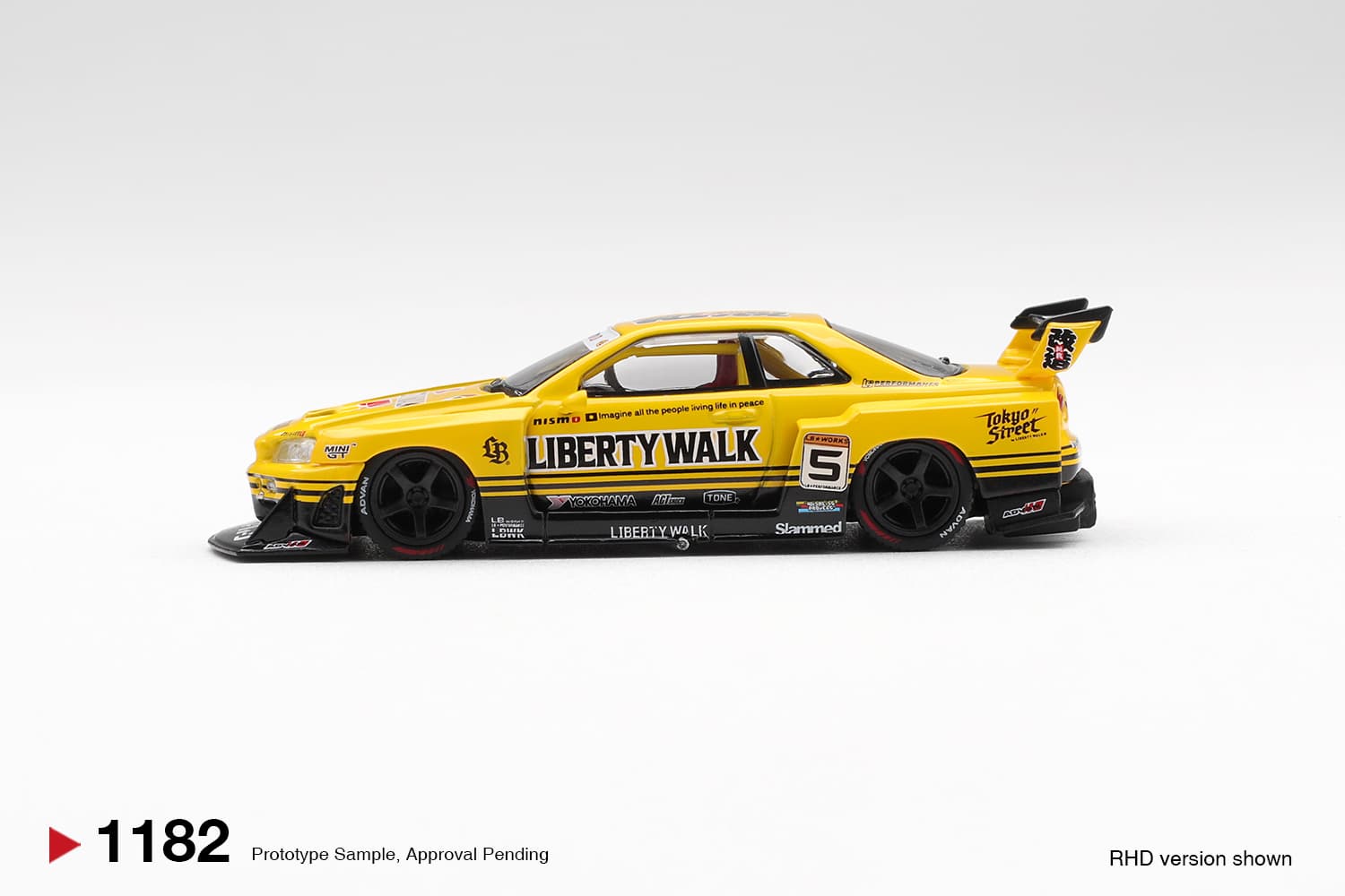 Nissan LB-ER34 Super Silhouette SKYLINE Sport Yellow – 1:64 Mini GT diecast car