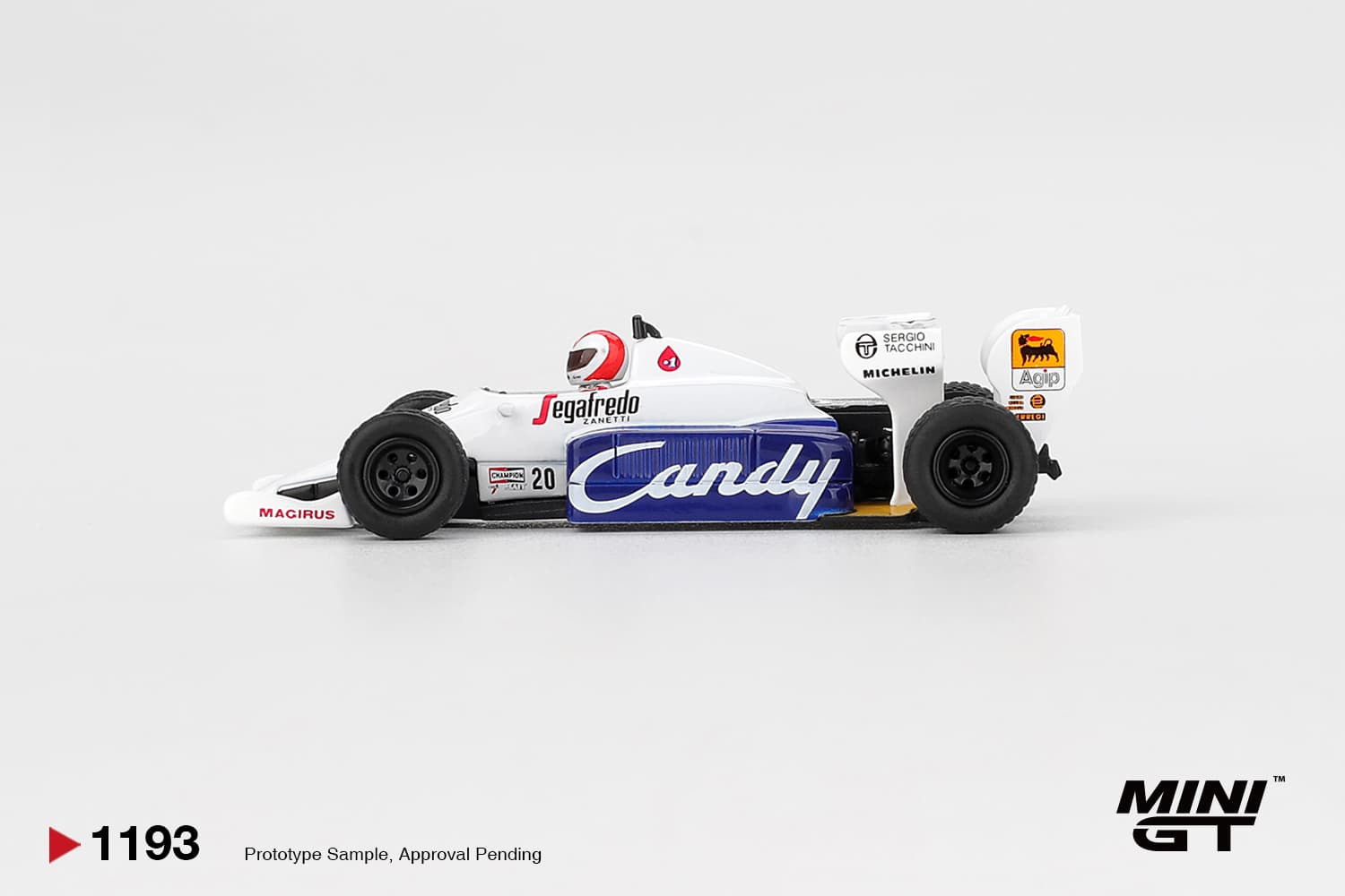 Toleman TG184 #20 Johnny Cecotto 1984 Monaco Grand Prix – 1:64 Mini GT diecast car