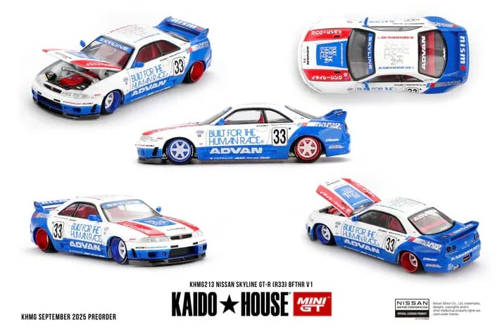 Mini GT Kaido House #213: Nissan Skyline GTR R33 BFTHR V1 – 1:64 diecast car