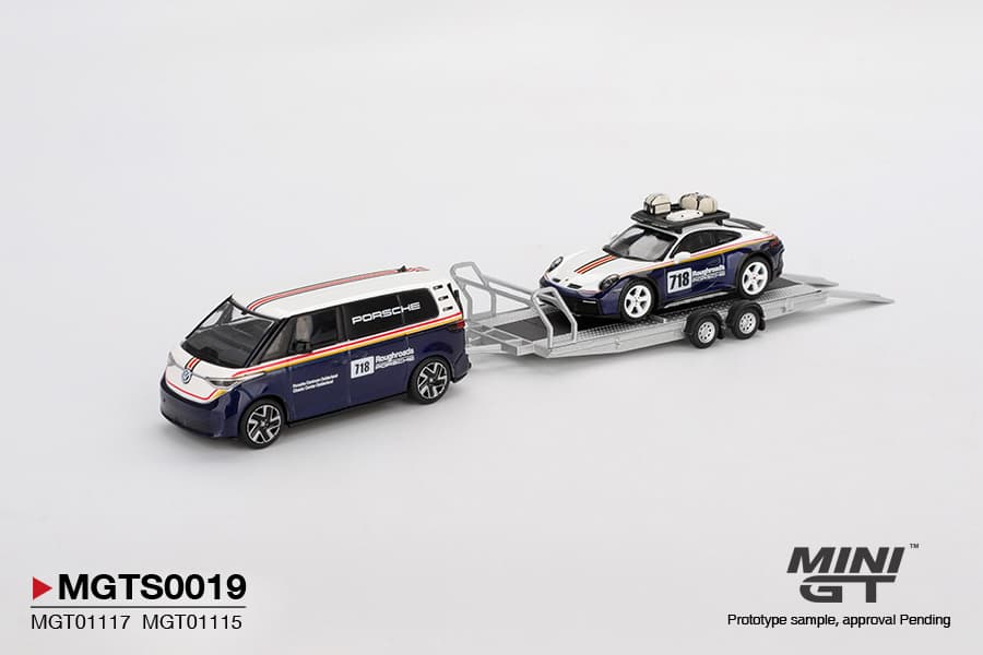 Porsche 911 Dakar #718 / Volkswagen ID. Buzz Porsche Centrum Gelderland Roughroads Set – 1:64 Mini GT diecast car – photo 3