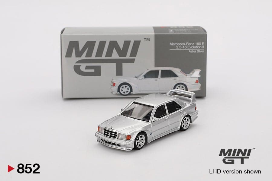 Mercedes-Benz 190E 2.5-16 Evolution II Astral Silver – 1:64 Mini GT diecast car