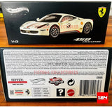 Hot Wheels Elite Ferrari 458 Challenge #3 1/43 Diecast White