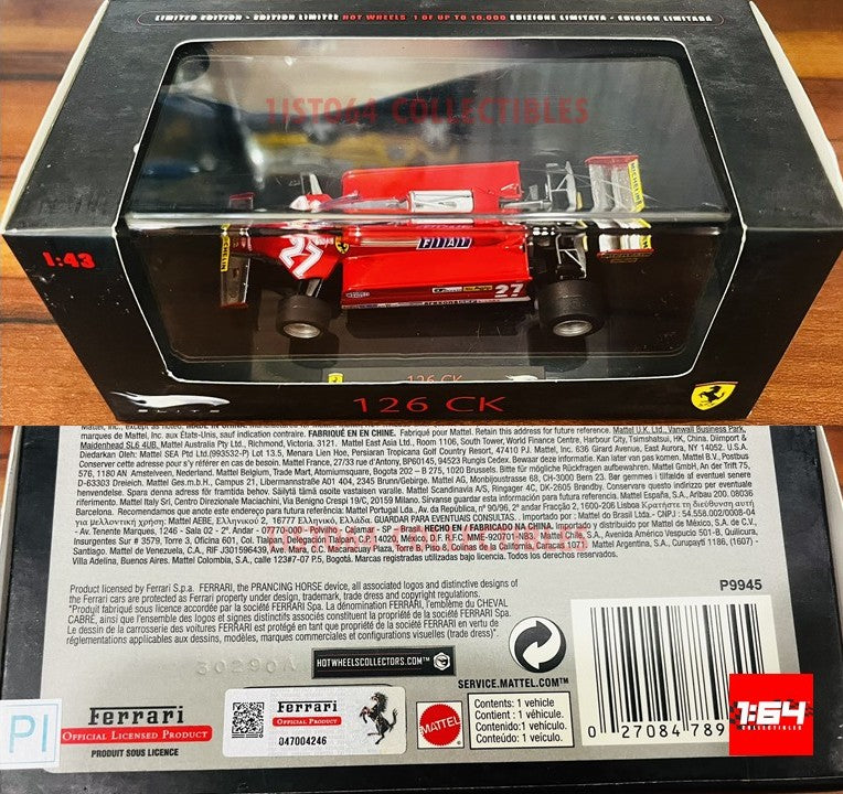 Hot Wheels Elite 1/43 Ferrari 126 Ck Villeneuve #27 1981 P9945
