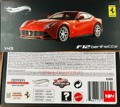 Ferrari F12 Berlinetta Red Elite Edition 1/43 by Hotwheels X5499