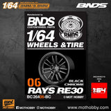 1/64 ABS Plastic Wheel & Tire Set - BNDS | Black Chrome - 1ISTO64