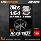1/64 ABS Plastic Wheel & Tire Set - BNDS | Black Chrome - 1ISTO64