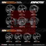 1/64 ABS Plastic Wheel & Tire Set - BNDS | Black Chrome - 1ISTO64