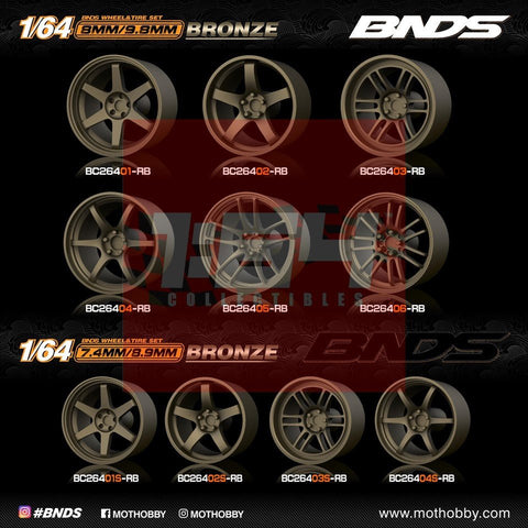 1/64 ABS Plastic Wheel & Tire Set – BNDS | Bronze - 1ISTO64