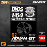 1/64 ABS Plastic Wheel & Tire Set – BNDS | Gloss Black - 1ISTO64
