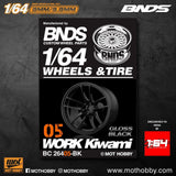1/64 ABS Plastic Wheel & Tire Set – BNDS | Gloss Black - 1ISTO64