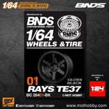 1/64 ABS Plastic Wheel & Tire Set – BNDS | Gloss Black - 1ISTO64