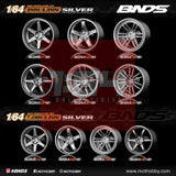 1/64 ABS Plastic Wheel & Tire Set– BNDS | Silver - 1ISTO64