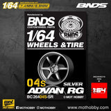 1/64 ABS Plastic Wheel & Tire Set– BNDS | Silver - 1ISTO64
