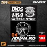 1/64 ABS Plastic Wheel & Tire Set– BNDS | Silver - 1ISTO64