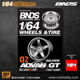 1/64 ABS Plastic Wheel & Tire Set– BNDS | Silver - 1ISTO64
