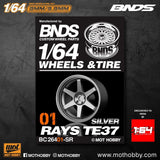 1/64 ABS Plastic Wheel & Tire Set– BNDS | Silver - 1ISTO64