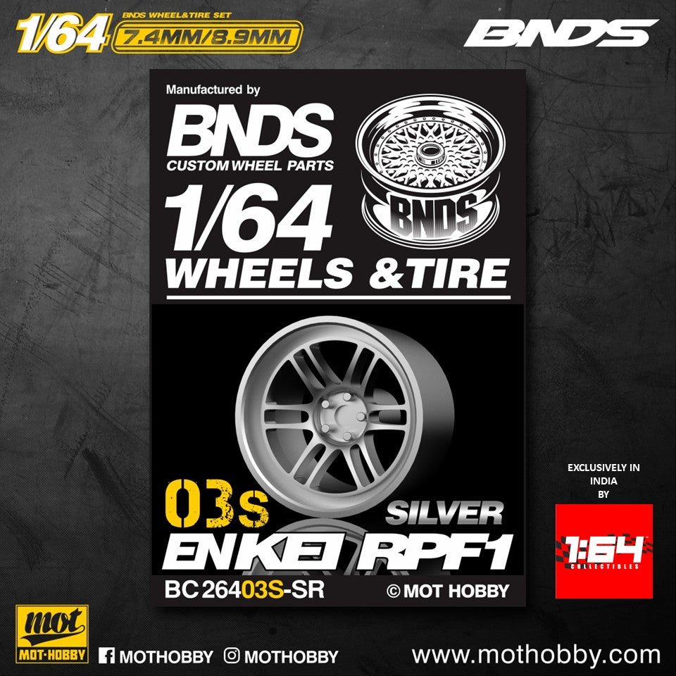 1/64 ABS Plastic Wheel & Tire Set– BNDS | Silver - 1ISTO64