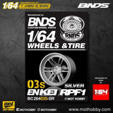 1/64 ABS Plastic Wheel & Tire Set– BNDS | Silver - 1ISTO64