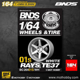 1/64 ABS Plastic Wheel & Tire Set – BNDS | White - 1ISTO64
