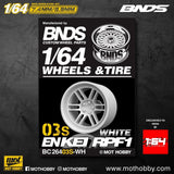 1/64 ABS Plastic Wheel & Tire Set – BNDS | White - 1ISTO64