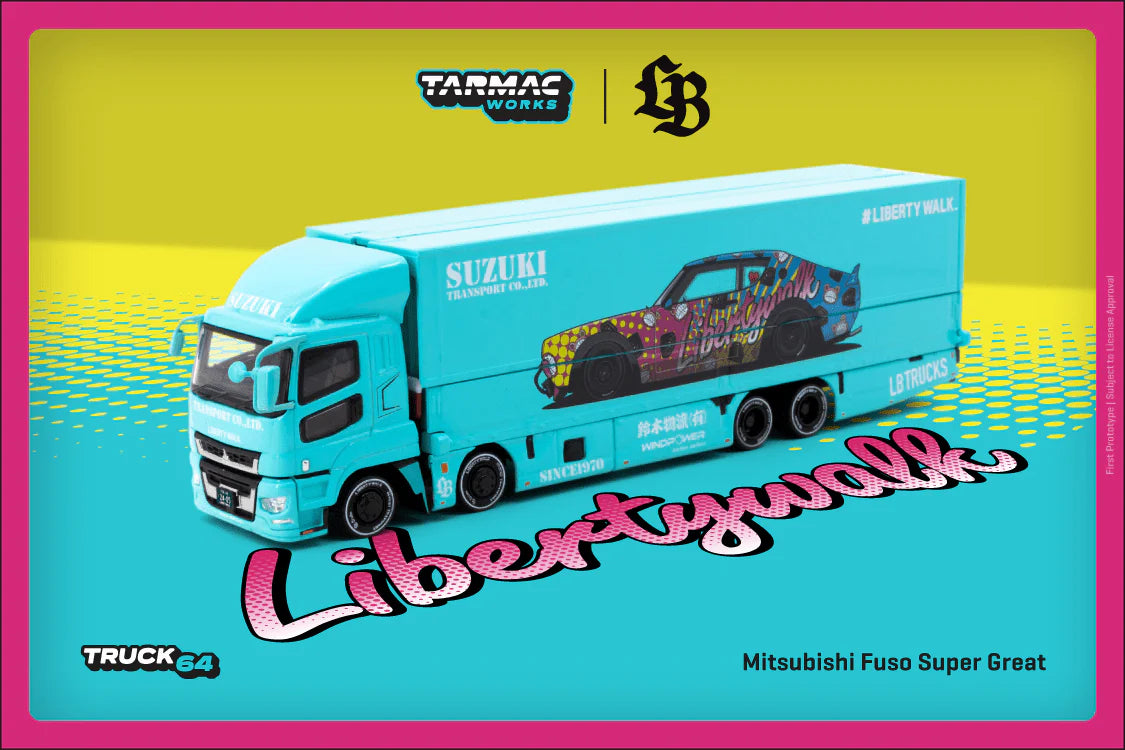 Tarmac Works 1/64 Mitsubishi Fuso Super Great LB-TRUCKS Light Blue - TRUCK64