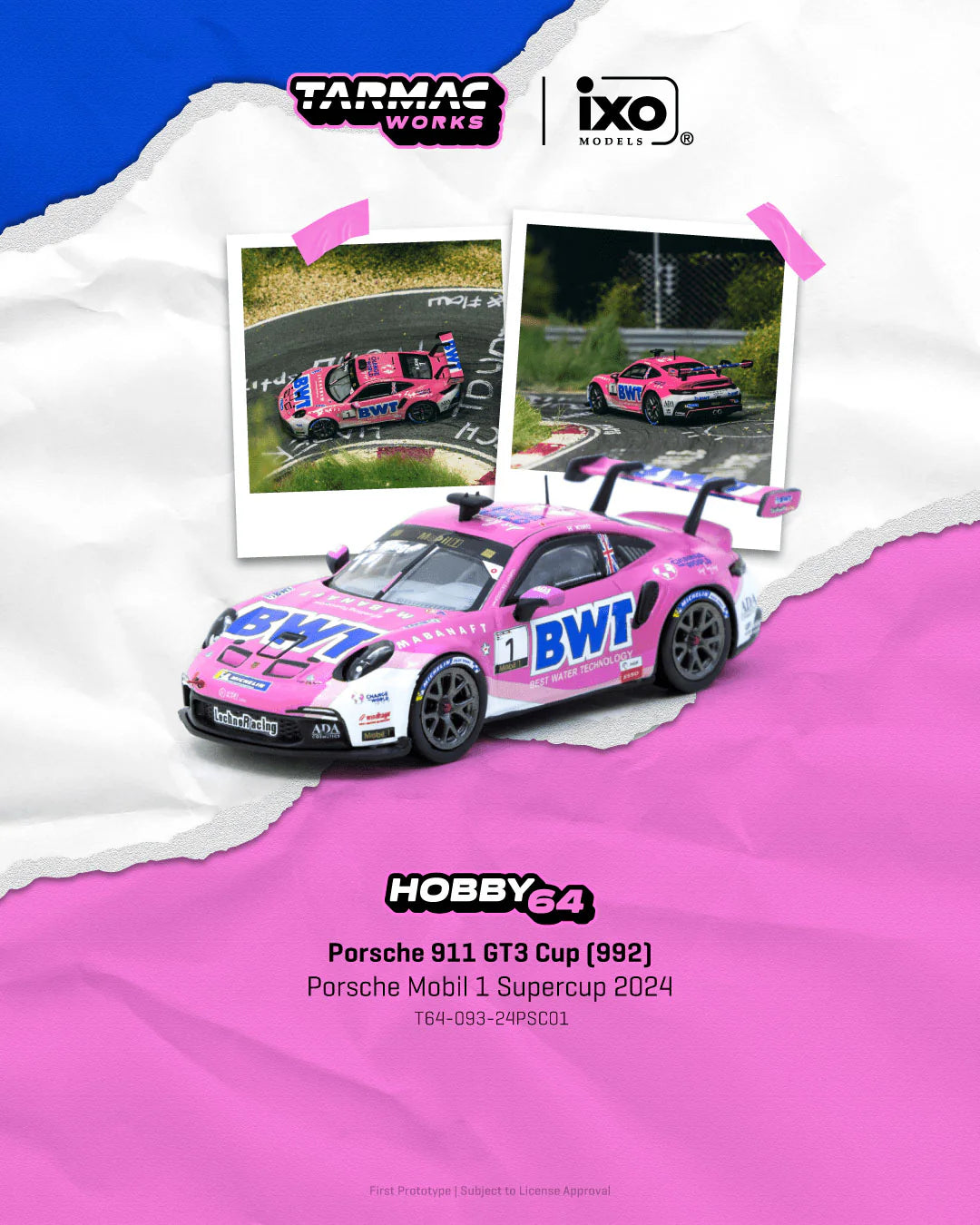 Tarmac Works 1:64 Porsche 911 GT3 Cup (992) Porsche Mobil 1 Supercup 2024