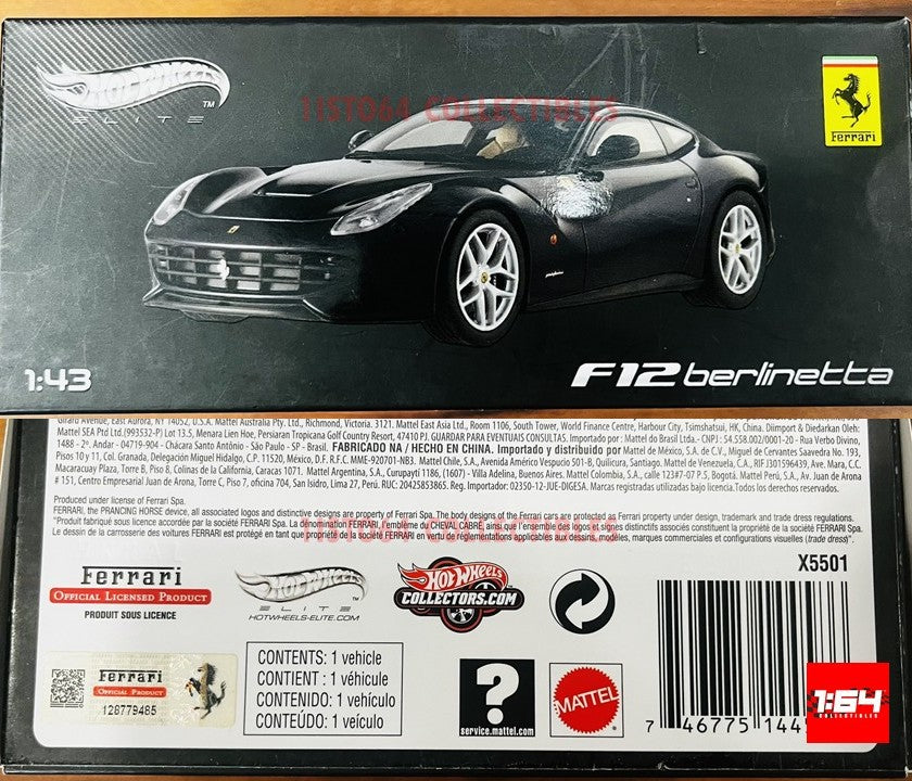 Ferrari F12 Berlinetta Red Elite Edition 1/43 by Hotwheels X5499