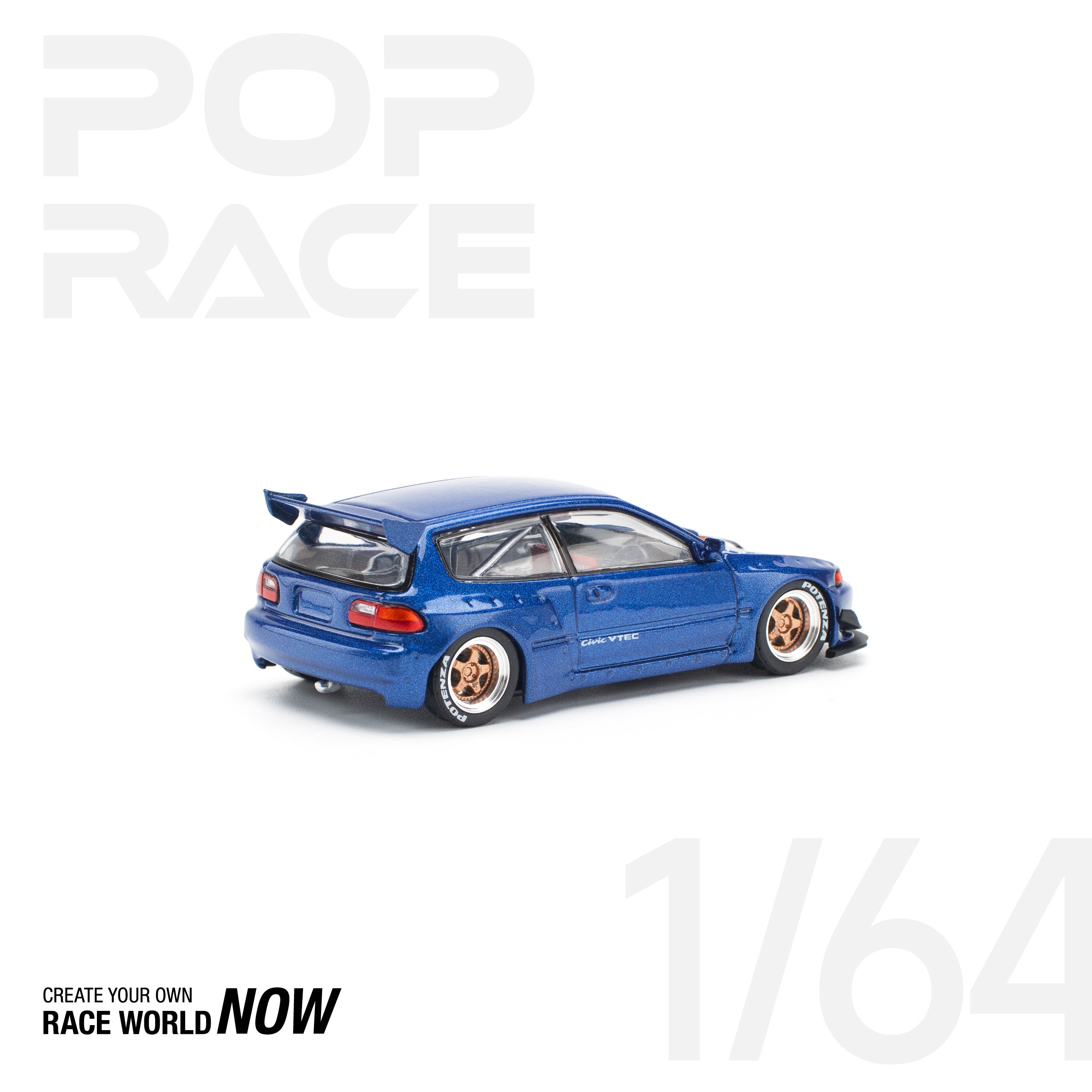 POPRACE 1:64 PANDEM CIVIC EG6 METALLIC BLUE