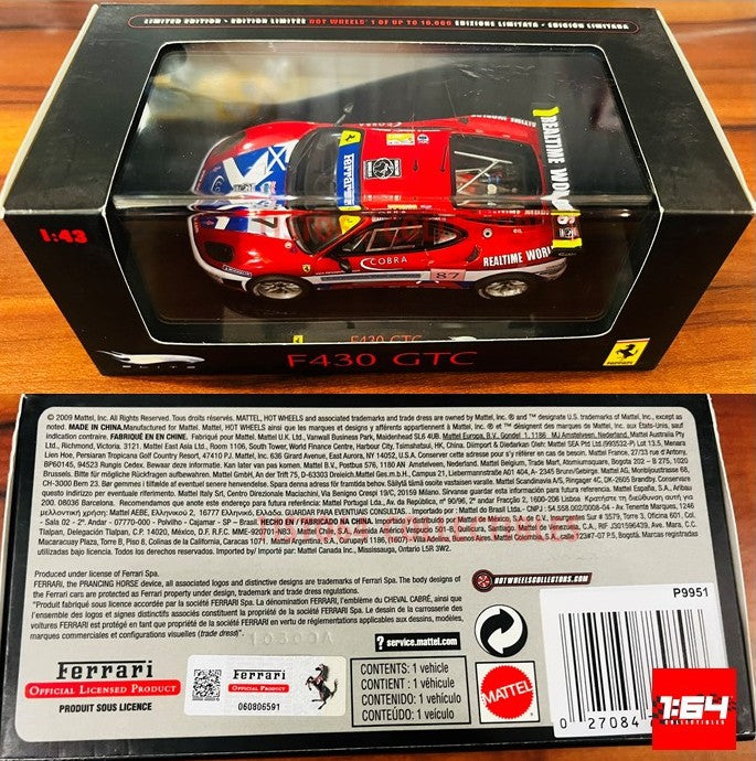 Hot Wheels Elite Ferrari F430 GTC P9951 Limited Edition Diecast Car 1 / 43