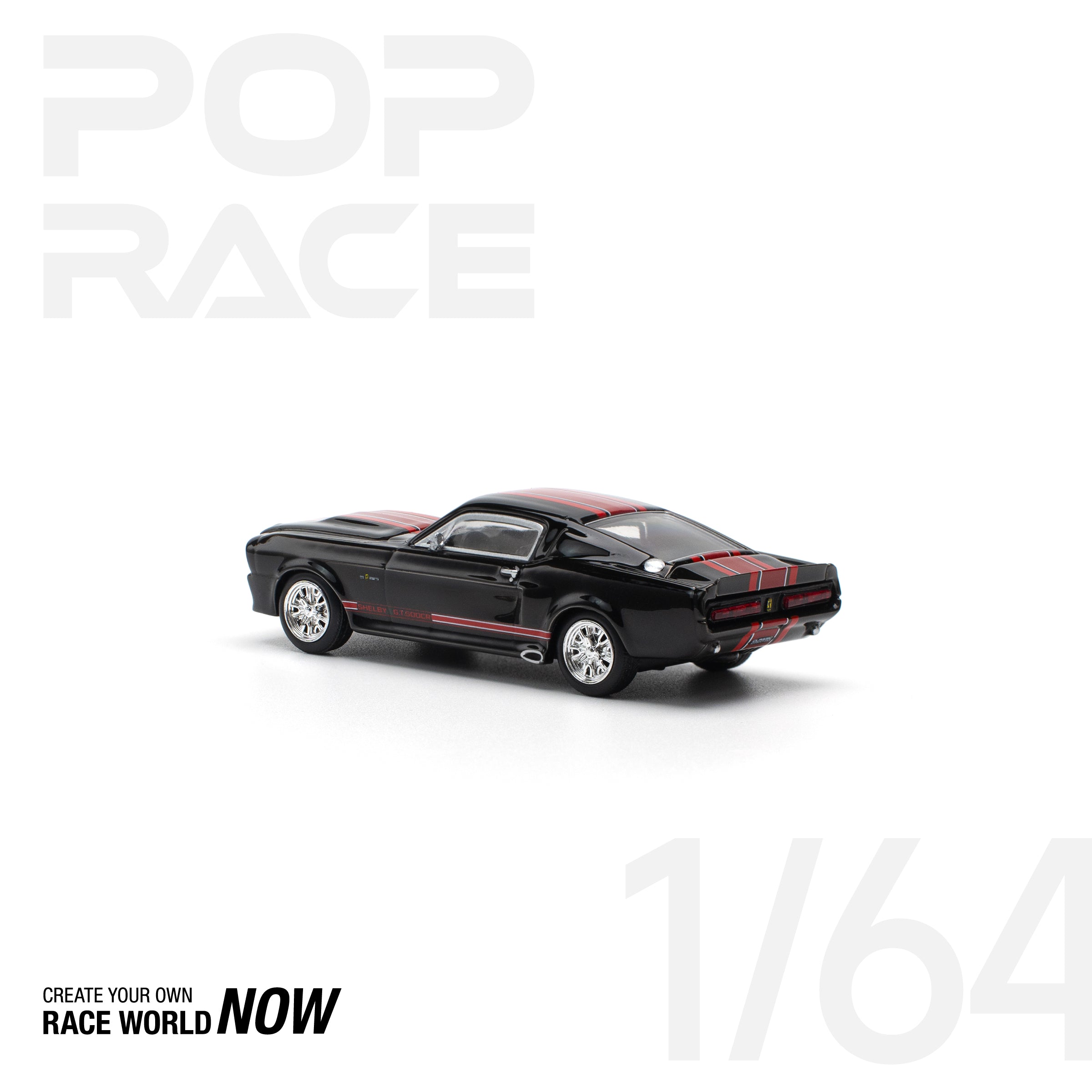 POPRACE 1:64 SHELBY MUSTANG GT500 DARK CHROME