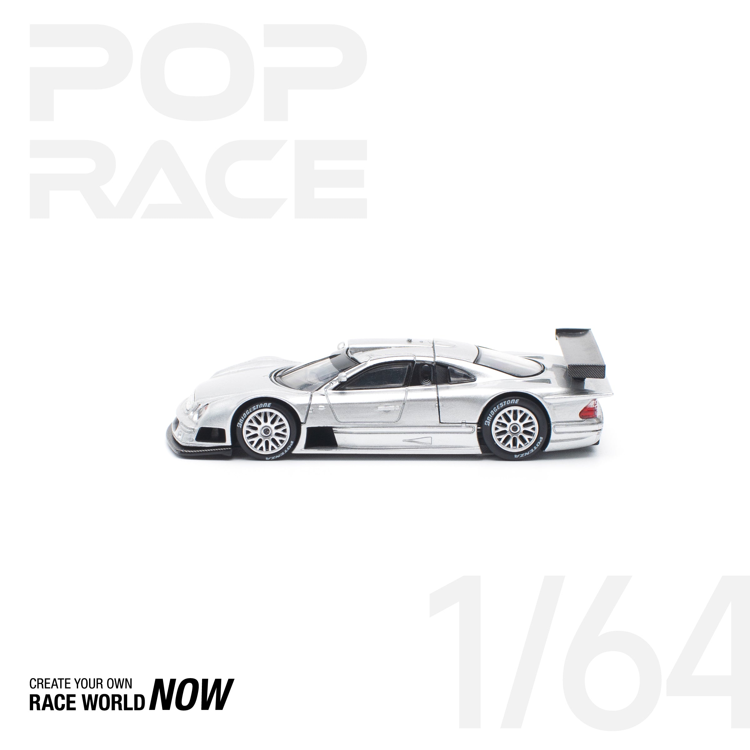 POPRACE 1:64 MERCEDES-BENZ AMG CLK GTR - SILVER