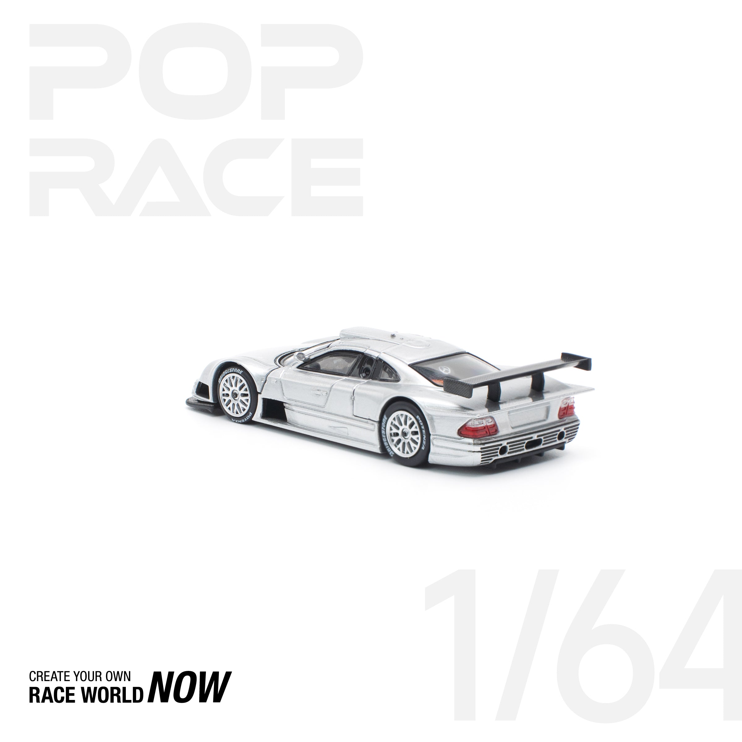 POPRACE 1:64 MERCEDES-BENZ AMG CLK GTR - SILVER