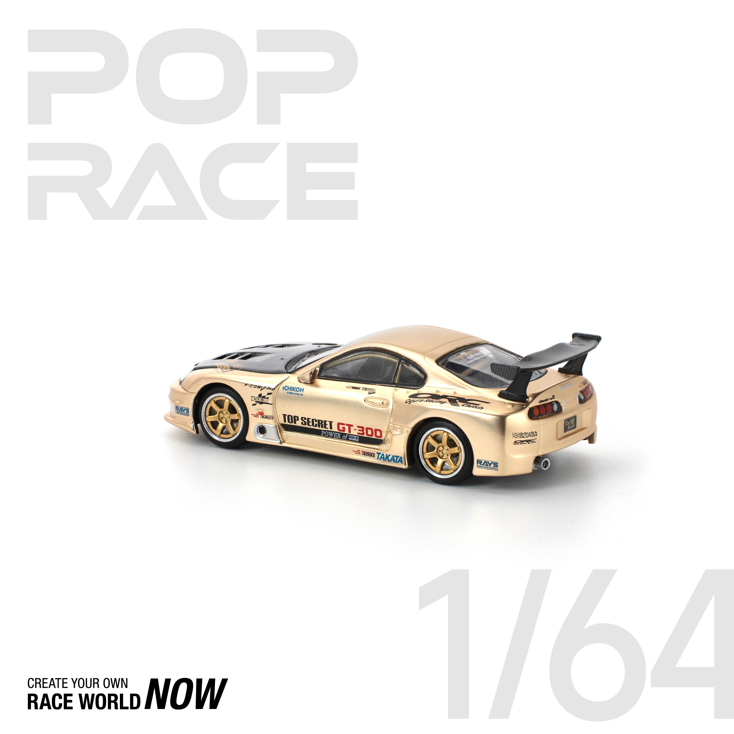 POPRACE 1:64 Top Secret Toyota GT300 Supra -Chrome Gold