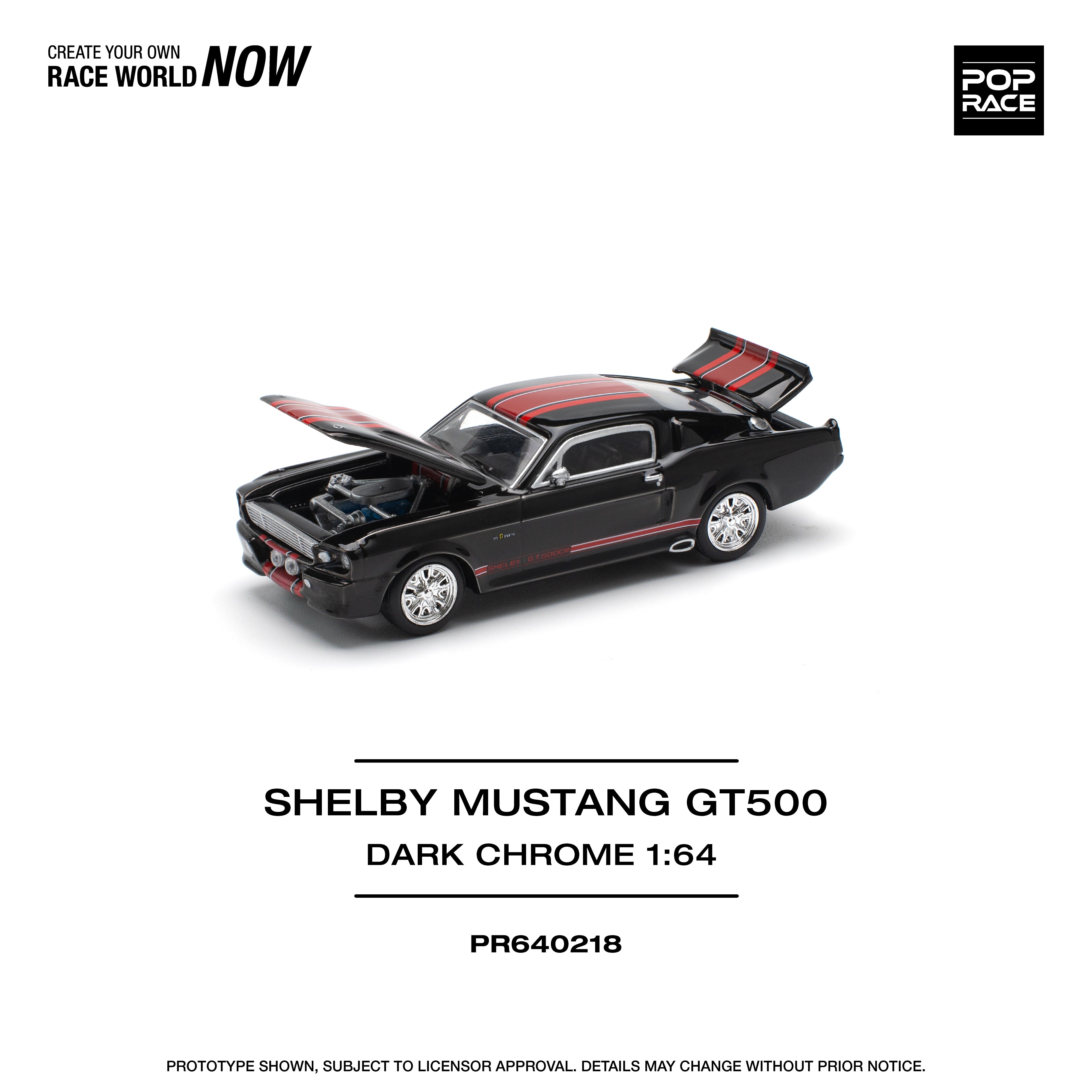 POPRACE 1:64 SHELBY MUSTANG GT500 DARK CHROME