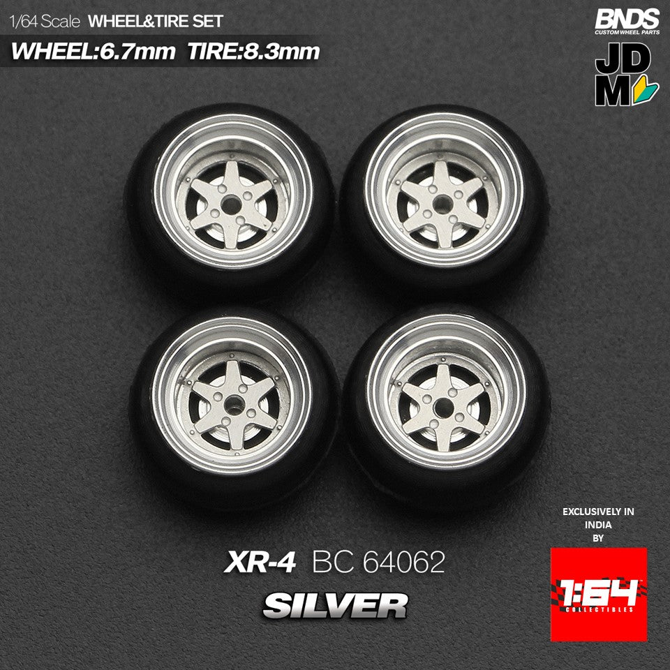 BNDS by Mot Hobby 1/64 Diecast Wheels and Tire Set - Alloy Classic 15-inch/8.3mm | BC64062