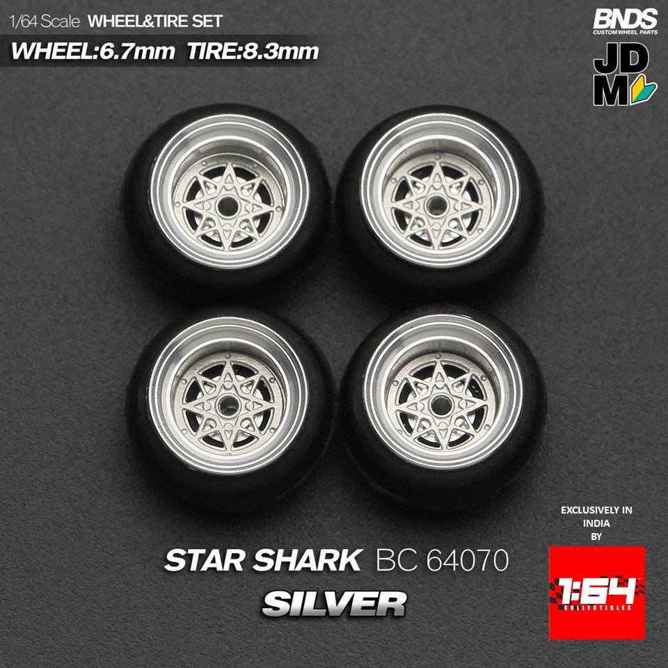 BNDS by Mot Hobby 1/64 Diecast Wheels and Tire Set - Alloy Classic 15-inch/8.3mm | BC64070