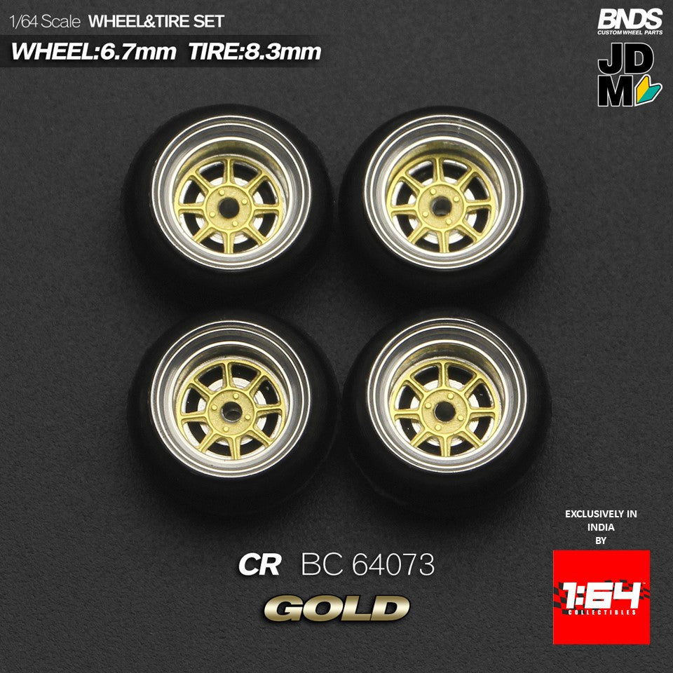 BNDS by Mot Hobby 1/64 Diecast Wheels and Tire Set - Alloy Classic 15-inch/8.3mm | BC64073
