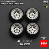 BNDS by Mot Hobby 1/64 Diecast Wheels and Tire Set - Alloy Classic 15-inch/8.3mm | BC64077-BC64078