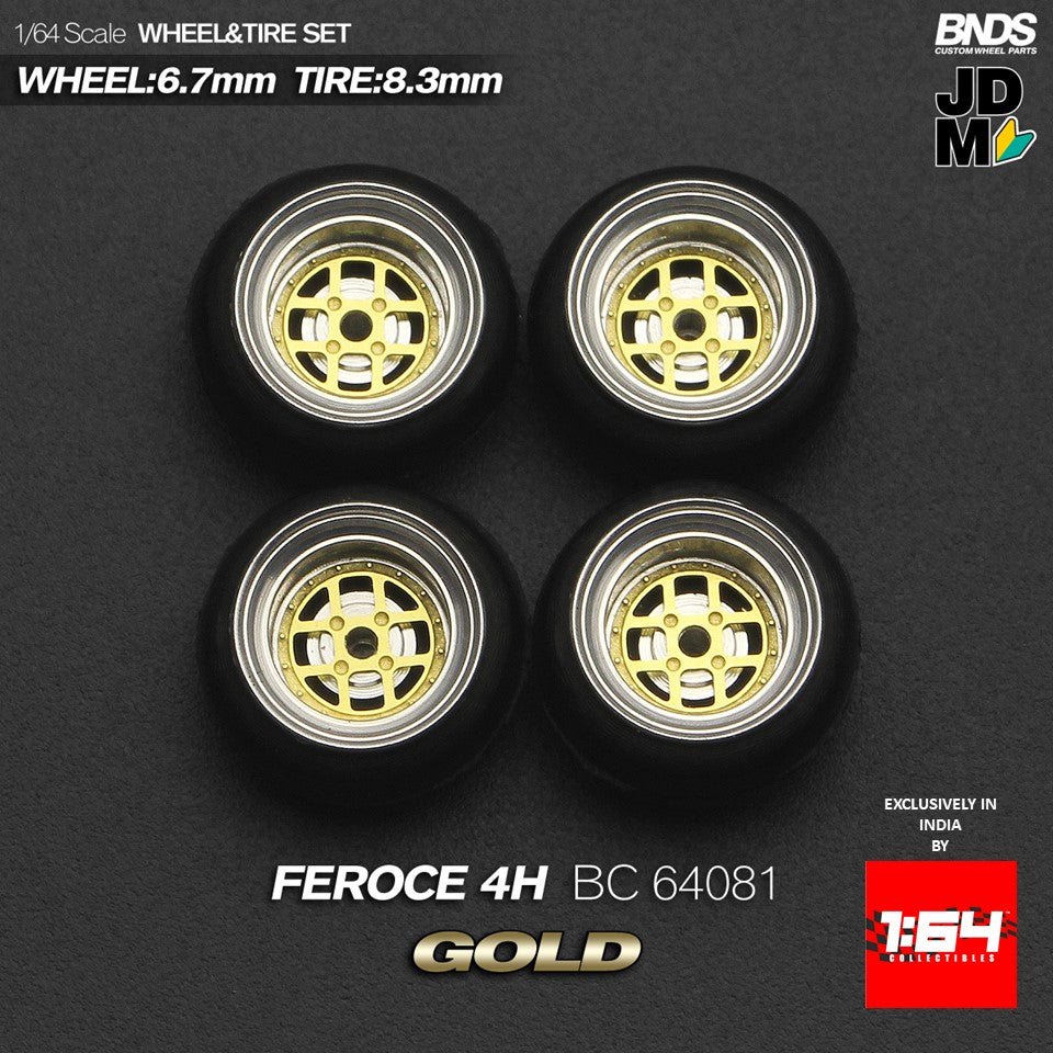 BNDS by Mot Hobby 1/64 Diecast Wheels and Tire Set - Alloy Classic 15-inch/8.3mm | BC64081